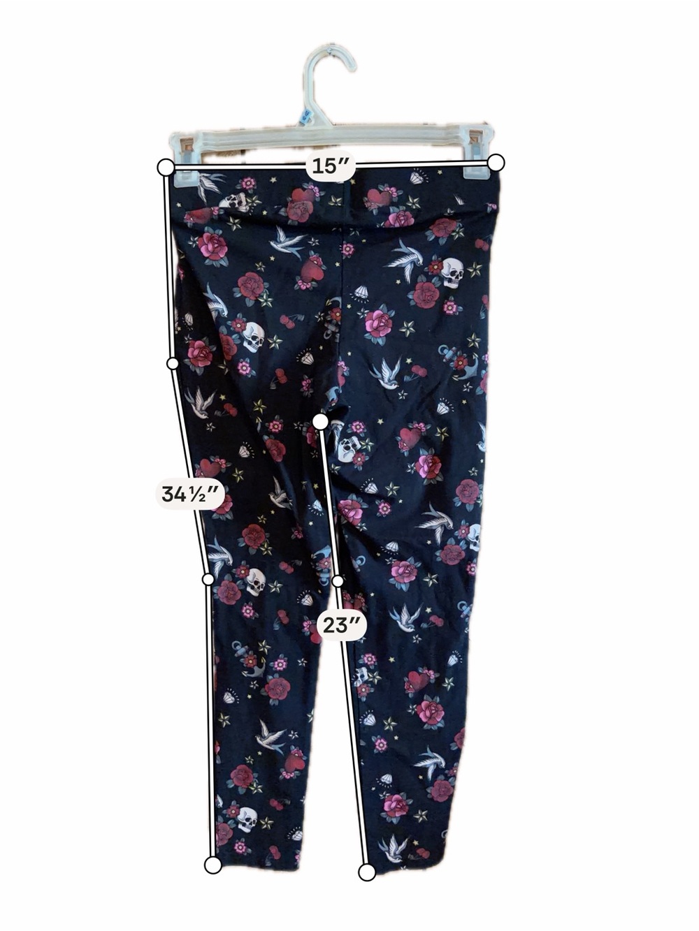 Torrid Womens Large Size 0 Tattoo Print Leggings Skull Rose Swallow Star Anchor - Picture 7 of 8